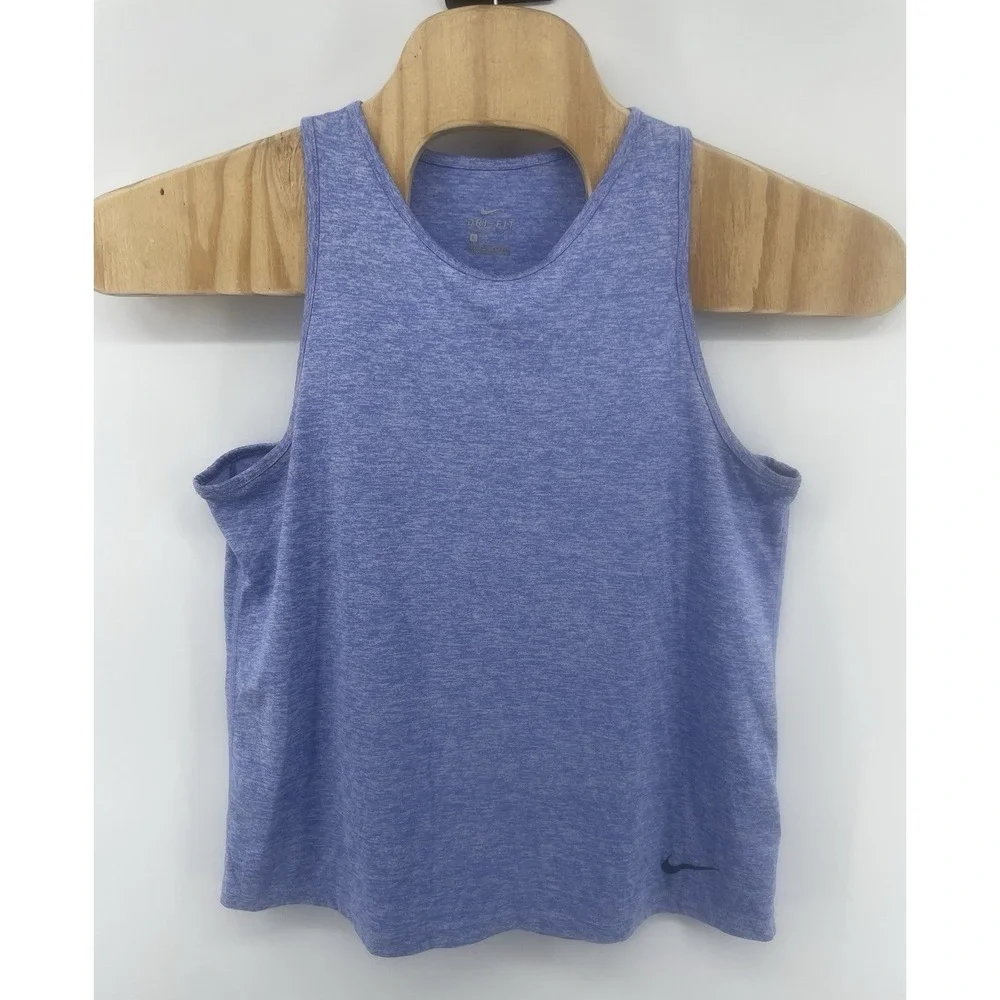 Nike Dri-FIT Racerback Tank Women L Purple Blue Heathered Athletic Sleeveless